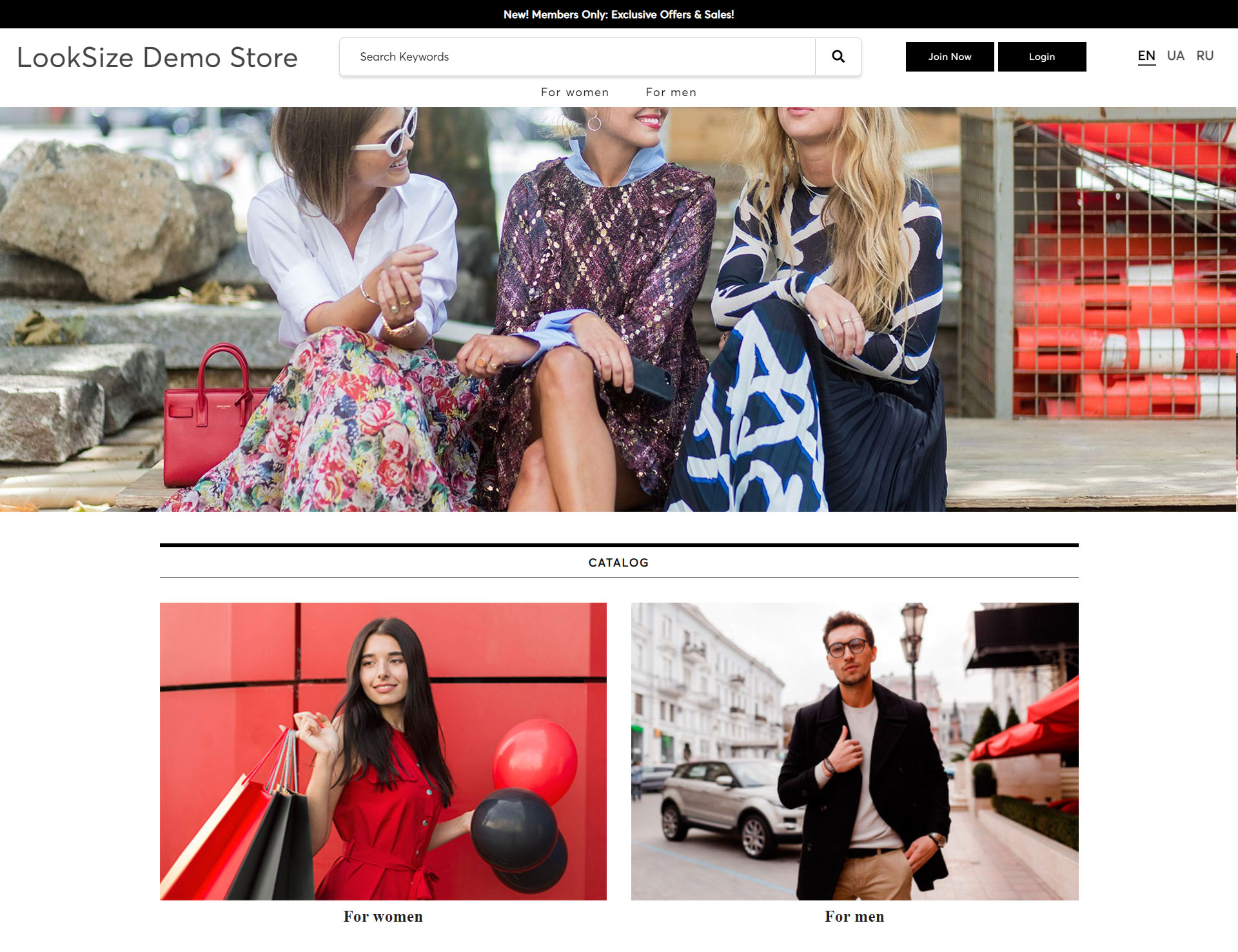 Looksize demo store