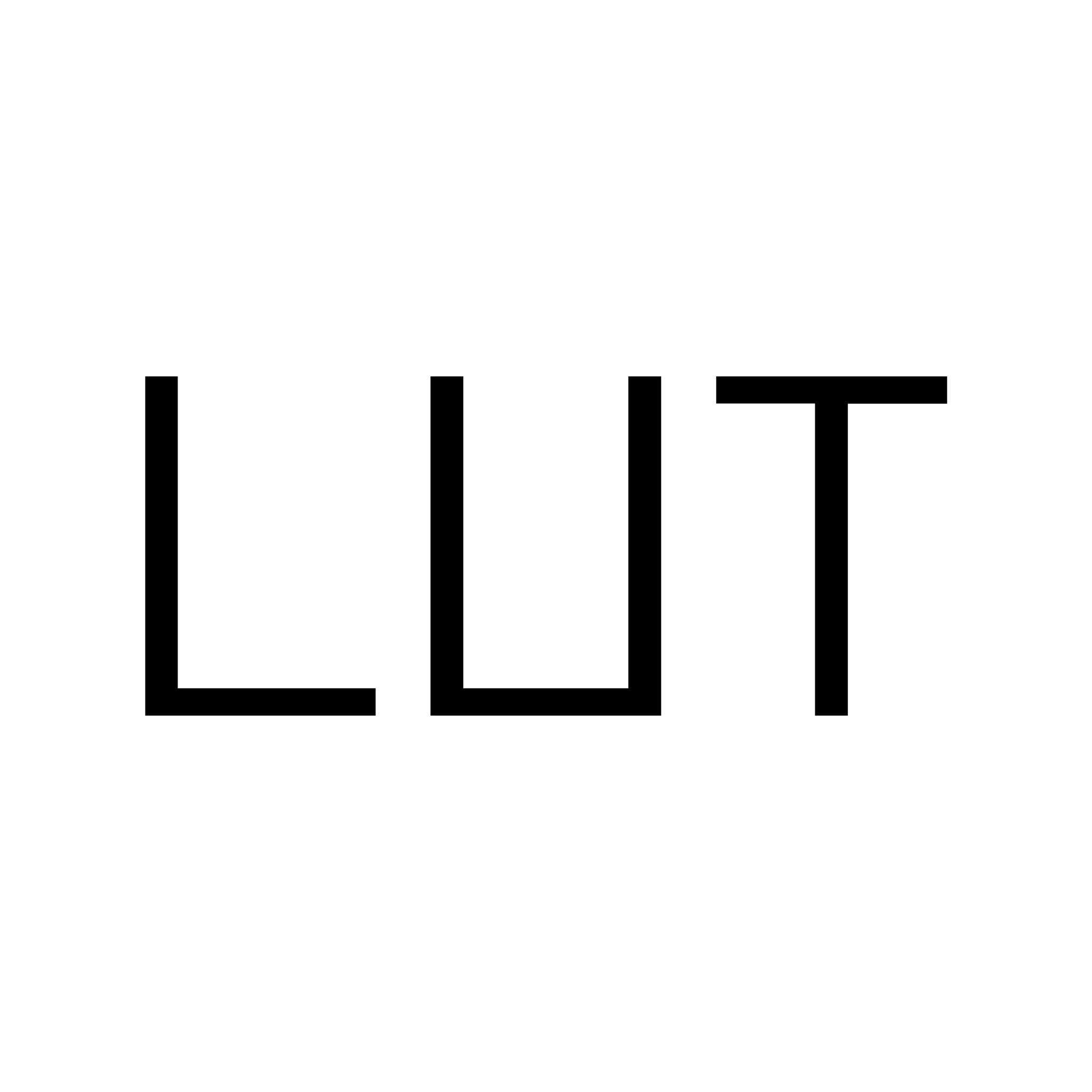 LUT Size charts